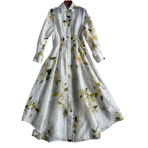 Zimmermann Ivory Magnolia Harmony Draped Shirt Dress - Picture 2 of 8